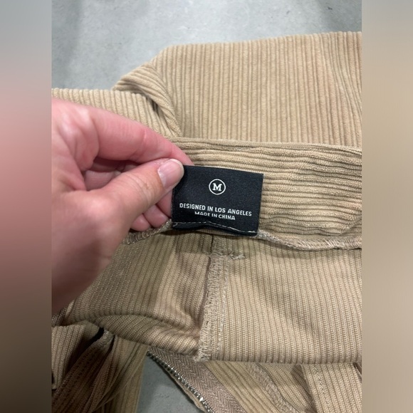 Miou Muse Corduroy Pants Women’s Medium Tan Cuffed High Waisted - Picture 3 of 9